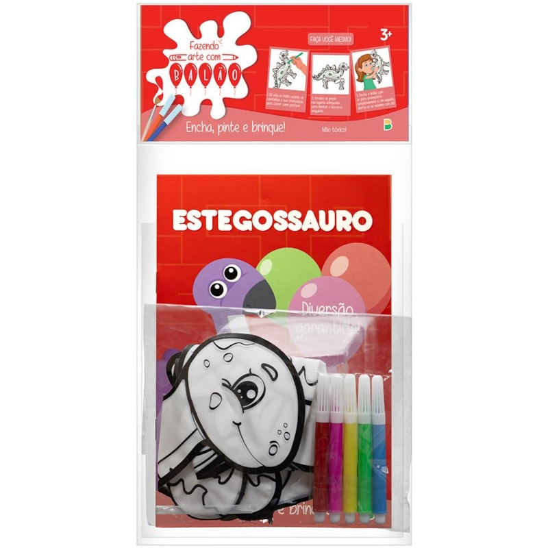 FAZENDO ARTE COM BALÃO! ATIVIDADES & COLORIR: ESTEGOSSAURO