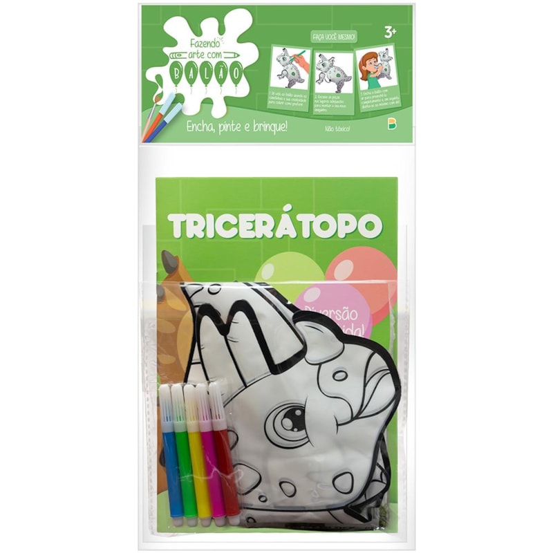 FAZENDO ARTE COM BALÃO! ATIVIDADES & COLORIR: TRICERÁTOPO