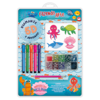FAZENDO ARTE DIAMANTE 5D - ANIMAIS DO OCEANO: LIVRO DE COLORIR COM CANETINHAS, ADESIVOS E DIAMANTES 5D