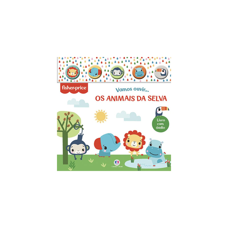 FISHER-PRICE - VAMOS OUVIR OS ANIMAIS DA SELVA - LIVRO SONORO COM BOTÃO DE SILICONE