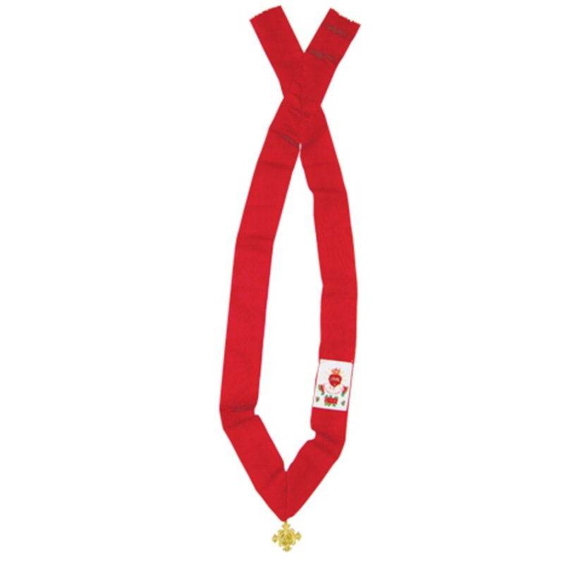 FITA APOSTOLADO DA ORAÇÃO ZELADORA BENTINHO BORDADO CHAMALOTE CRUZ MEDALHA