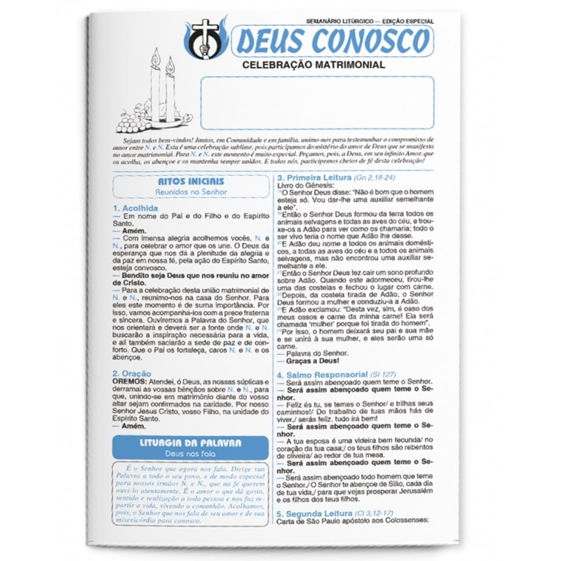 FOLHETO CELEBRAÇÃO MATRIMONIAL ( PACOTE COM 100 )