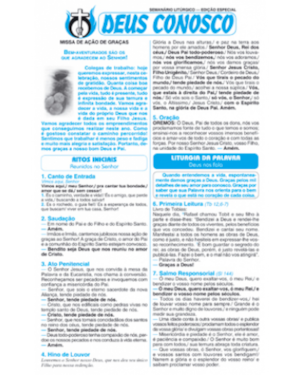 FOLHETO MISSA DE AÇÃO DE GRAÇAS ( PACOTE COM 100 )