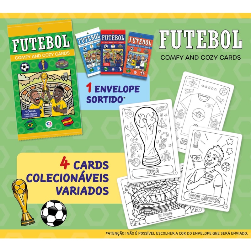 FUTEBOL - COMFY AND COZY 4 CARDS PARA COLORIR E COLECIONAR