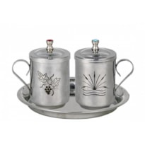 GALHETA 8,5CM DE ALTURA INOX 110ML COM PEDRAS