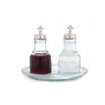GALHETA DE VIDRO 15CM DE ALTURA 200ML TAMPA NIQUELADA