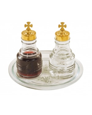 GALHETA DE VIDRO 200ML TAMPA DOURADA