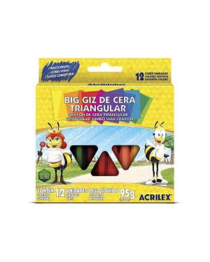 GIZ CERA ACRILEX TRIANGULAR COM 12 CORES