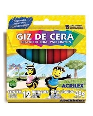 GIZ DE CERA ACRILEX PEQUENO COM 12 CORES