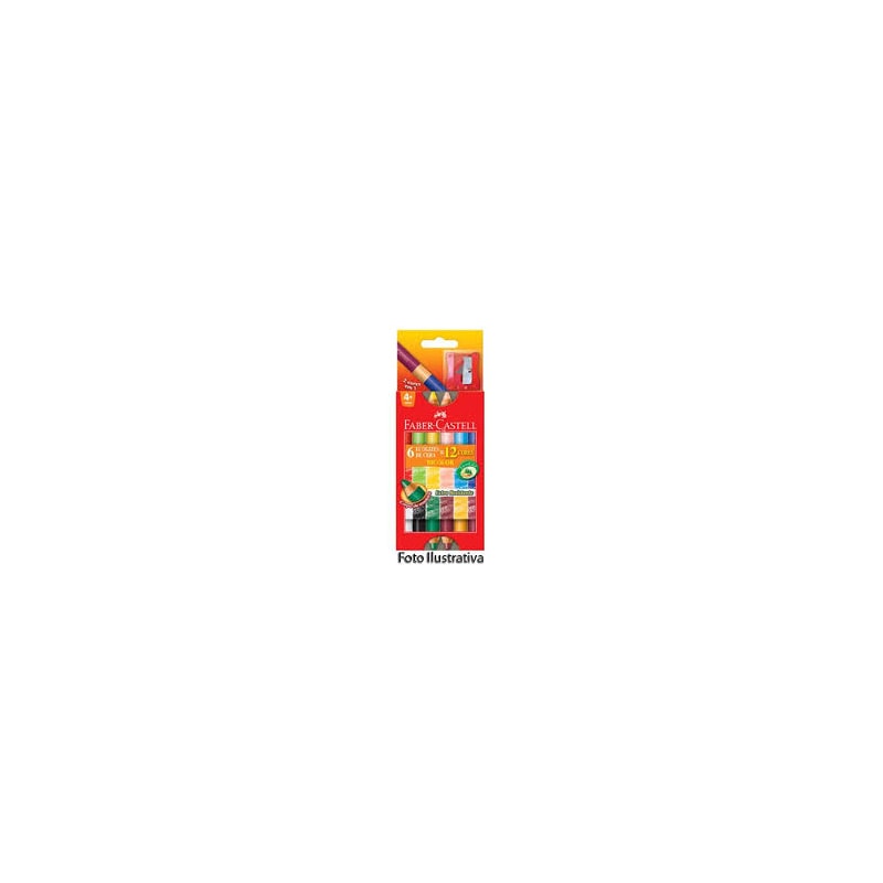 GIZ DE CERA FABER CASTELL COM 06 CORES BICOLOR