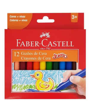 GIZ DE CERA FABER CASTELL JUMBO COM 12 CORES