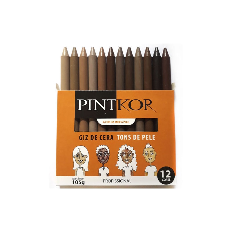 GIZ DE CERA PINTKOR PROFISSIONAL TONS DE PELE COM 12 CORES