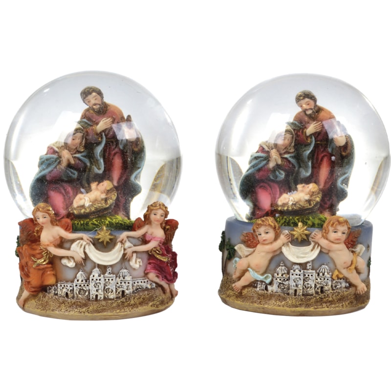 GLOBO DE NEVE SAGRADA FAMÍLIA E ANJOS 6CM DE ALTURA
