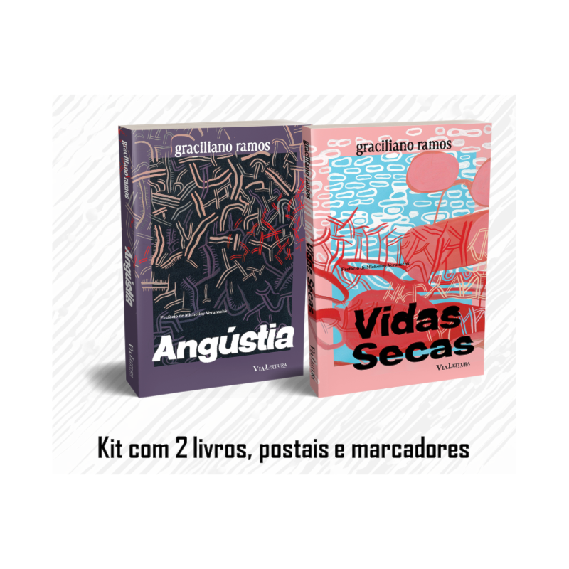 GRACILIANO RAMOS - VIDAS SECAS + ANGÚSTIA: KIT COM 2 LIVROS, POSTAIS E MARCADORES
