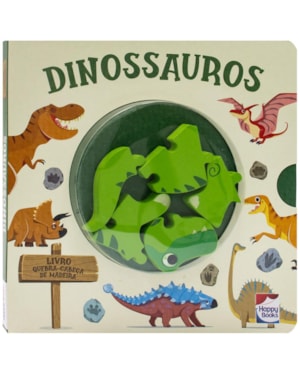 Happy Wood Livro Quebra-Cabeça de Madeira: Dinossauros