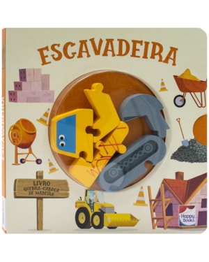 Happy Wood Livro Quebra-Cabeça de Madeira: Escavadeira
