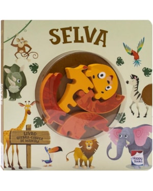 Happy Wood Livro Quebra-Cabeça de Madeira: Selva