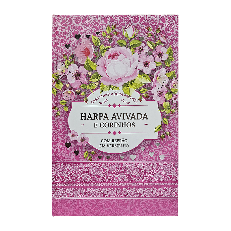 HARPA AVIVADA E CORINHOS LETRA HIPERGRANDE 02 FLORAL PINK