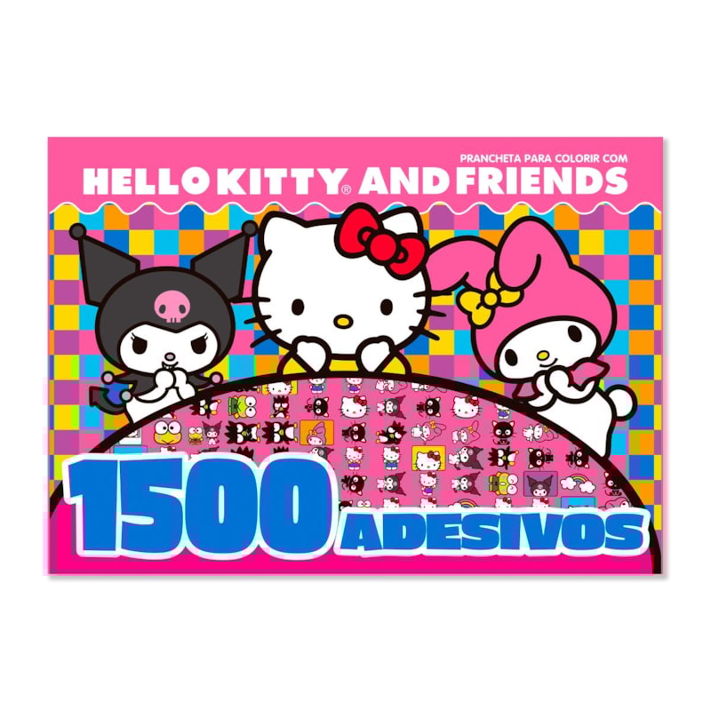HELLO KITTY AND FRIENDS PRANCHETA PARA COLORIR COM 1500 ADESIVOS