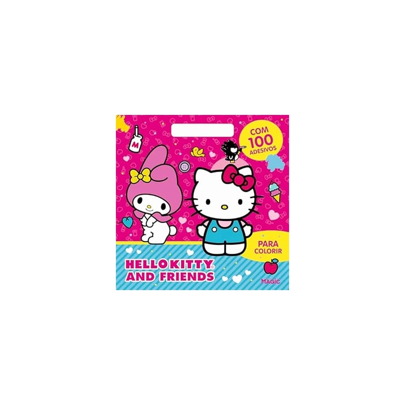 HELLO KITTY - COLORIR COM ALÇA E 100 ADESIVOS