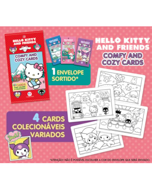 HELLO KITTY - COMFY AND COZY 4 CARDS PARA COLORIR E COLECIONAR