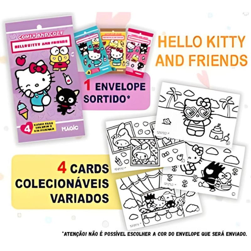 HELLO KITTY COMFY AND COZY - 4 CARDS PARA COLORIR E COLECIONAR