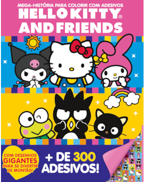 HELLO KITTY MEGAPRANCHETA PARA COLORIR COM ADESIVOS