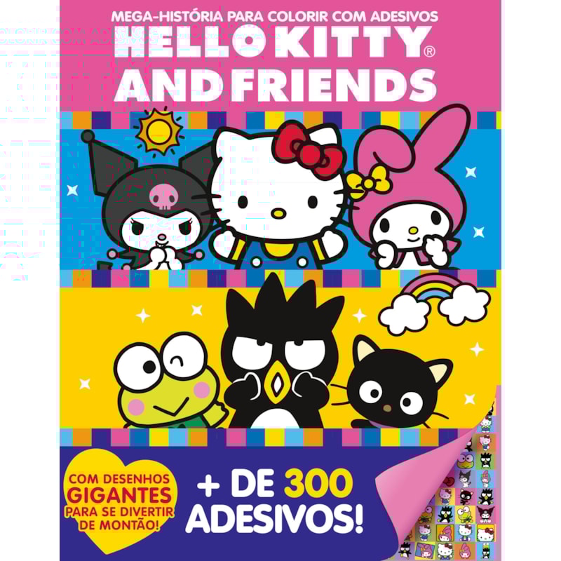 HELLO KITTY MEGAPRANCHETA PARA COLORIR COM ADESIVOS