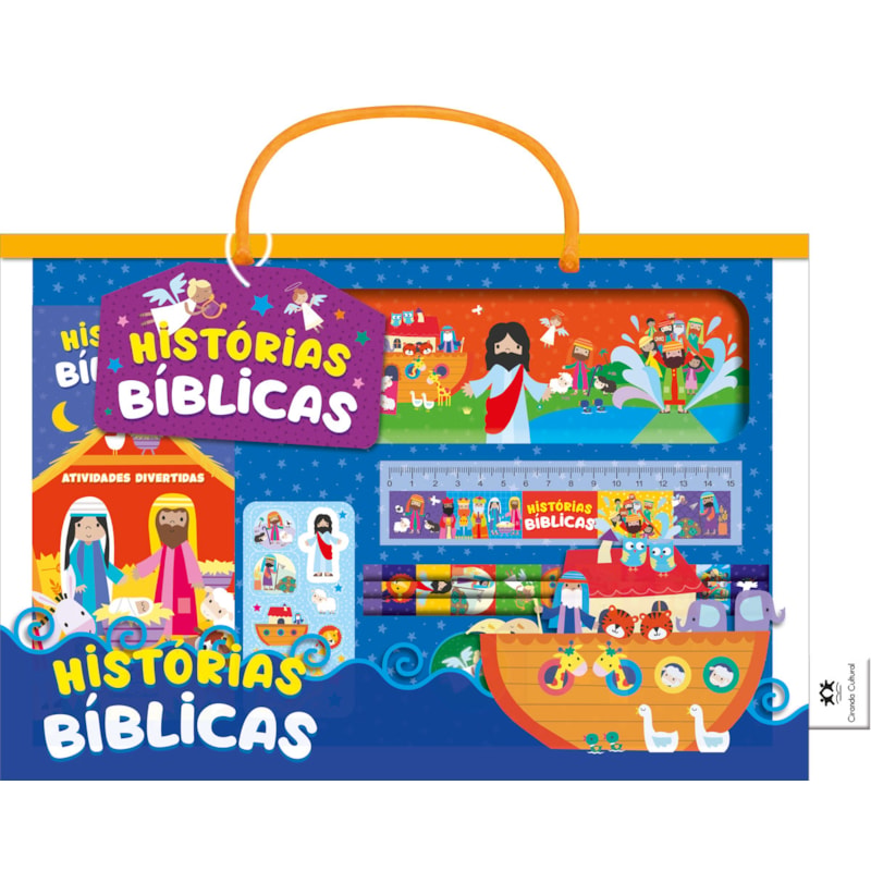 Histórias bíblicas - Livro maleta divertida com lápis e cartela de adesivos