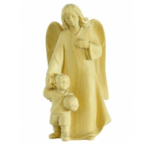IMAGEM ANJO DA GUARDA COM MENINO 12CM DE ALTURA MADEIRA