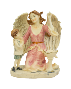 IMAGEM ANJO DA GUARDA COM  MENINO 15,5 CM DE ALTURA