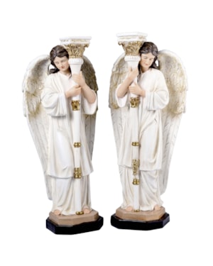 IMAGEM COM DOIS ANJOS CANDELABRO 50CM DE ALTURA