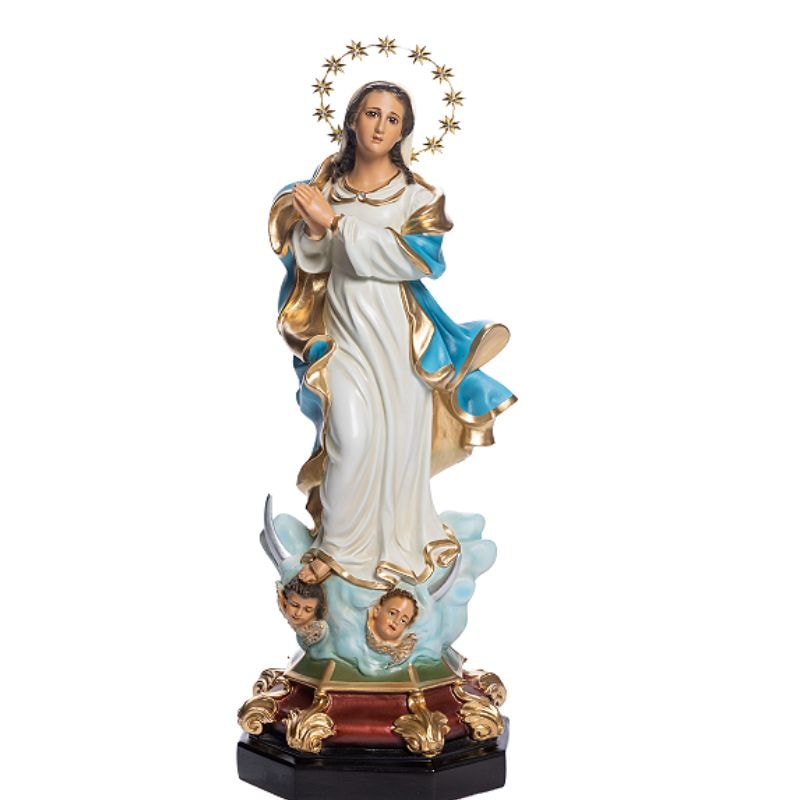 IMAGEM IMACULADA CONCEIÇÃO 52CM DE ALTURA C/ OLHOS DE VIDRO SIMPLES