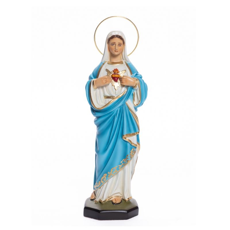 IMAGEM IMACULADO CORAÇÃO DE MARIA 31CM DE ALTURA COLORIDA