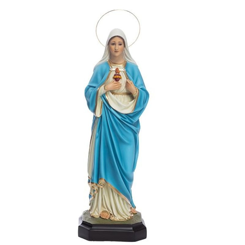 IMAGEM IMACULADO CORAÇÃO DE MARIA 63CM DE ALTURA C/ OLHOS DE VIDRO