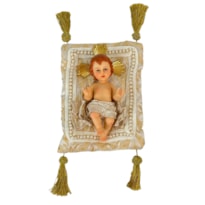 IMAGEM MENINO JESUS 18CM C/ ALMOFADA BRANCA/DOURADA