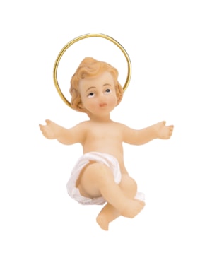 IMAGEM MENINO JESUS COM AURÉOLA 05CM CAIXA C/ 12 UND