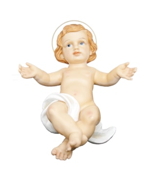 IMAGEM MENINO JESUS COM AURÉOLA RESINA 40CM DE ALTURA