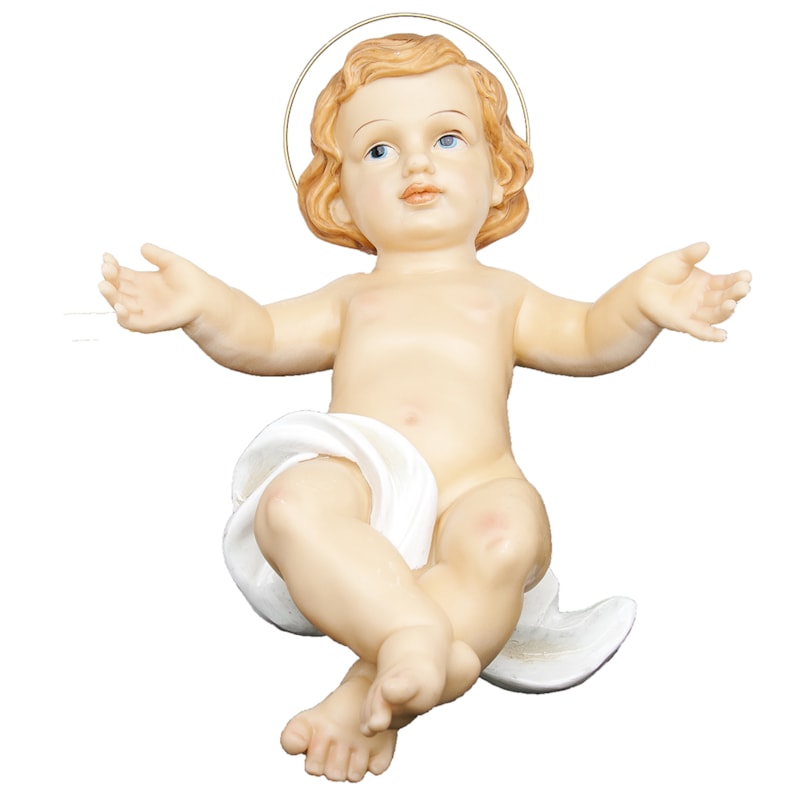 IMAGEM MENINO JESUS COM AURÉOLA RESINA 40CM DE ALTURA