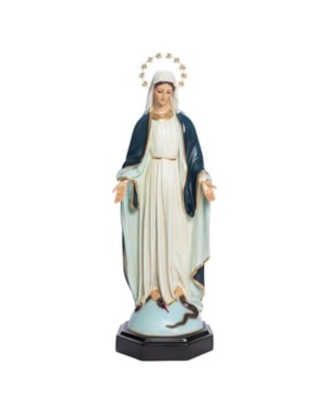 IMAGEM NOSSA SENHORA DAS GRAÇAS 65CM C/ OLHOS VIDRO - AZUL ESCURO