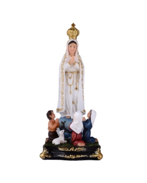 IMAGEM NOSSA SENHORA DE FÁTIMA COM PASTORES 13CM DE ALTURA
