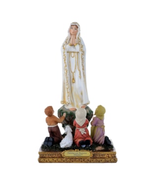 IMAGEM NOSSA SENHORA DE FÁTIMA COM PASTORES 20CM DE ALTURA
