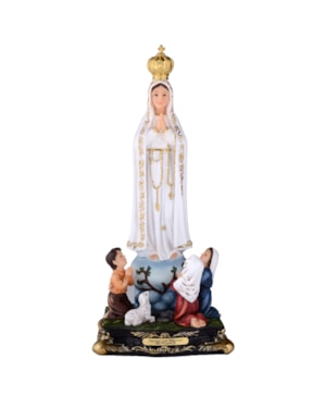 IMAGEM NOSSA SENHORA DE FÁTIMA COM PASTORES 20CM DE ALTURA