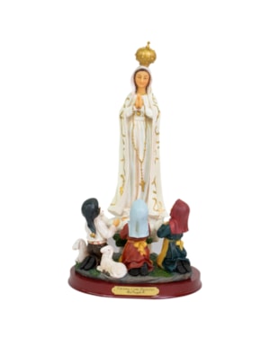 IMAGEM NOSSA SENHORA DE FÁTIMA COM PASTORES 30CM DE ALTURA