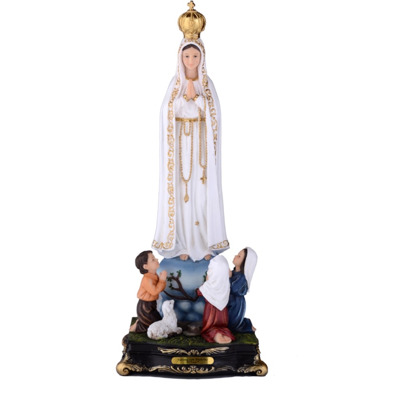 IMAGEM NOSSA SENHORA DE FÁTIMA COM PASTORES 40CM DE ALTURA