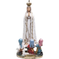 IMAGEM NOSSA SENHORA DE FÁTIMA COM PASTORES BARROCO 20CM DE ALTURA