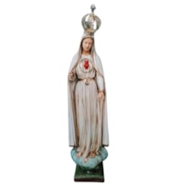 IMAGEM NOSSA SENHORA DE FÁTIMA, ENVELHECIDA, IMACULADO CORAÇÃO, RESINA, 54CM