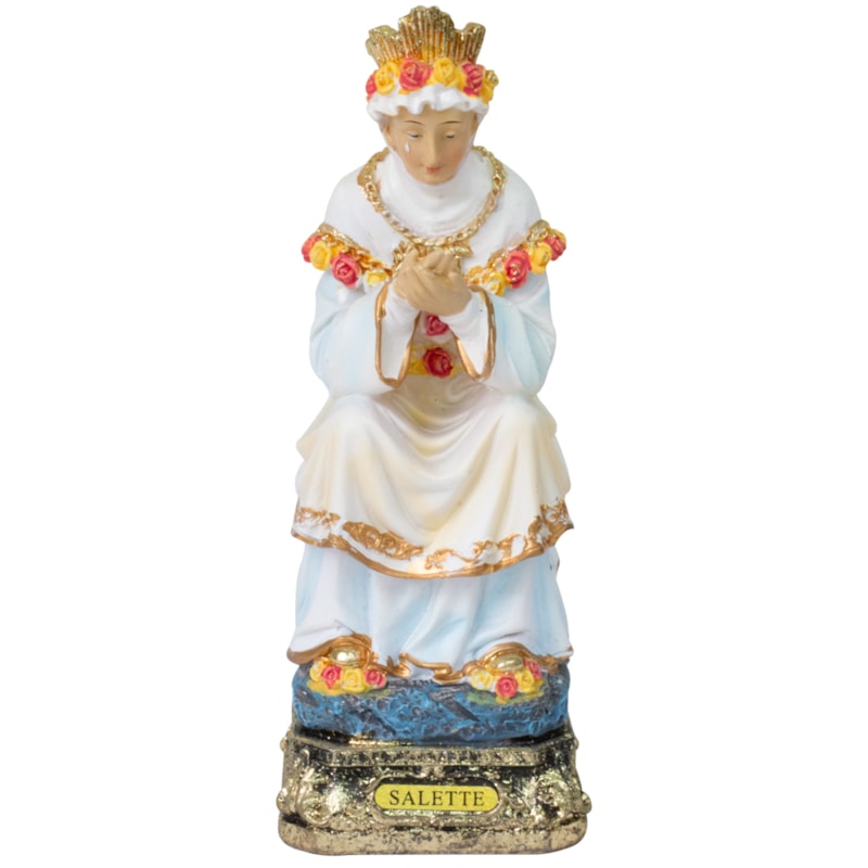 IMAGEM NOSSA SENHORA DE LA SALETTE SENTADA 23 CM DE ALTURA