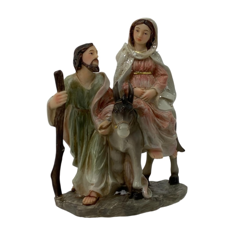 IMAGEM NOSSA SENHORA DO DESTERRO GRAVIDA 30CM DE ALTURA PINTURA ESTILO PORCELANA ROUPA ROSA