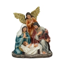 IMAGEM SAGRADA FAMÍLIA 16,5CM DE ALTURA COM ANJO ADORANDO SANTINI